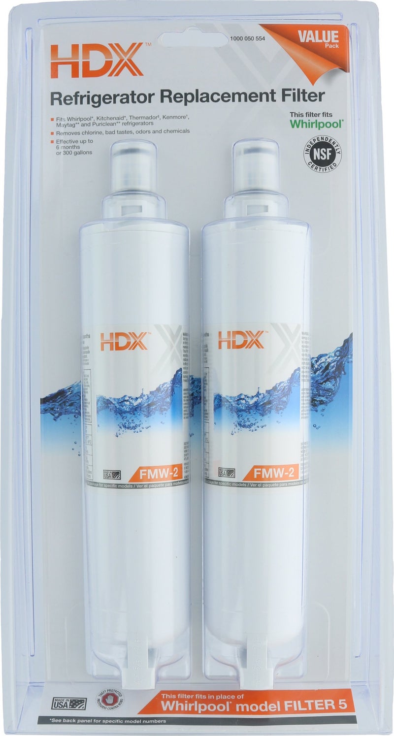 HDX FMW-2 Replacement Water Filter / Purifier for Whirlpool Refrigerators (2 Pack) - Image 1